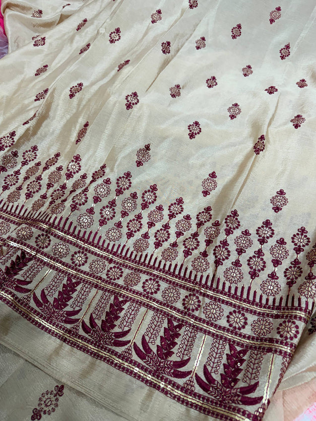 Most Premium Pure Chinon Chiffon Embroidery