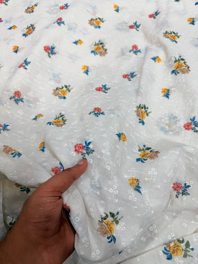 Most Premium Pure PRINTED Hakuba Chikankari Cotton Fabric (Big WIDTH!!)