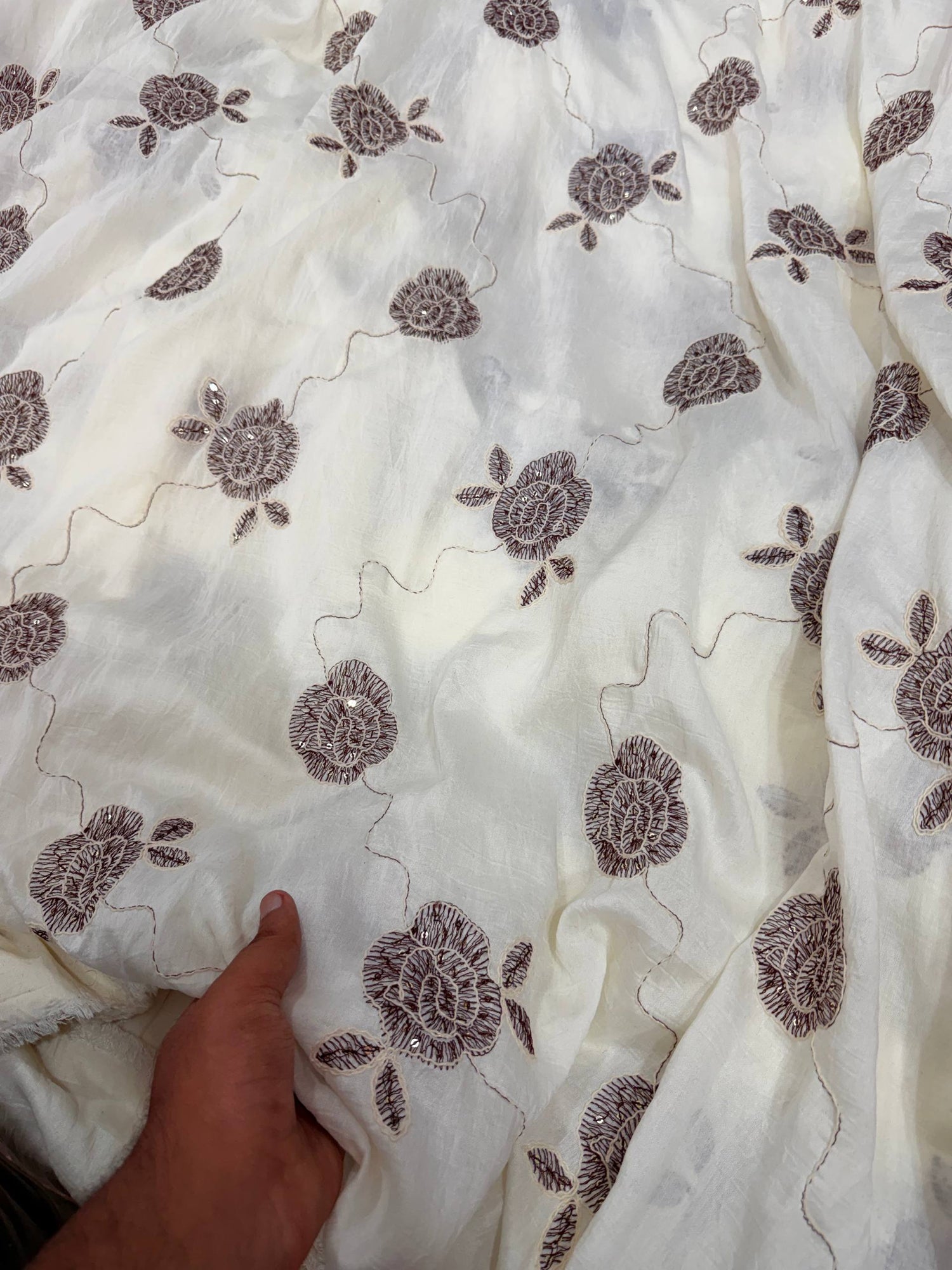 Most Premium Pure Muslin Cotton FABRIC With Fine Embroidery (Big WIDTH!!)