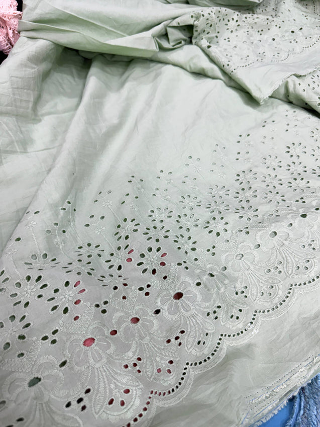 Most Premium Pure Hakuba Chikankari Cotton Fabric (Big WIDTH!!)
