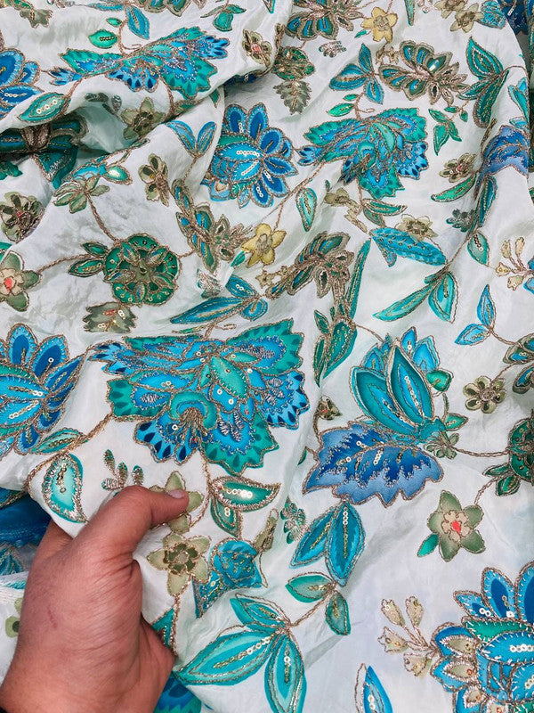 (SALE Prices) Most Premium Celebrity Designer Position Print Natural Pure CREPE FABRIC