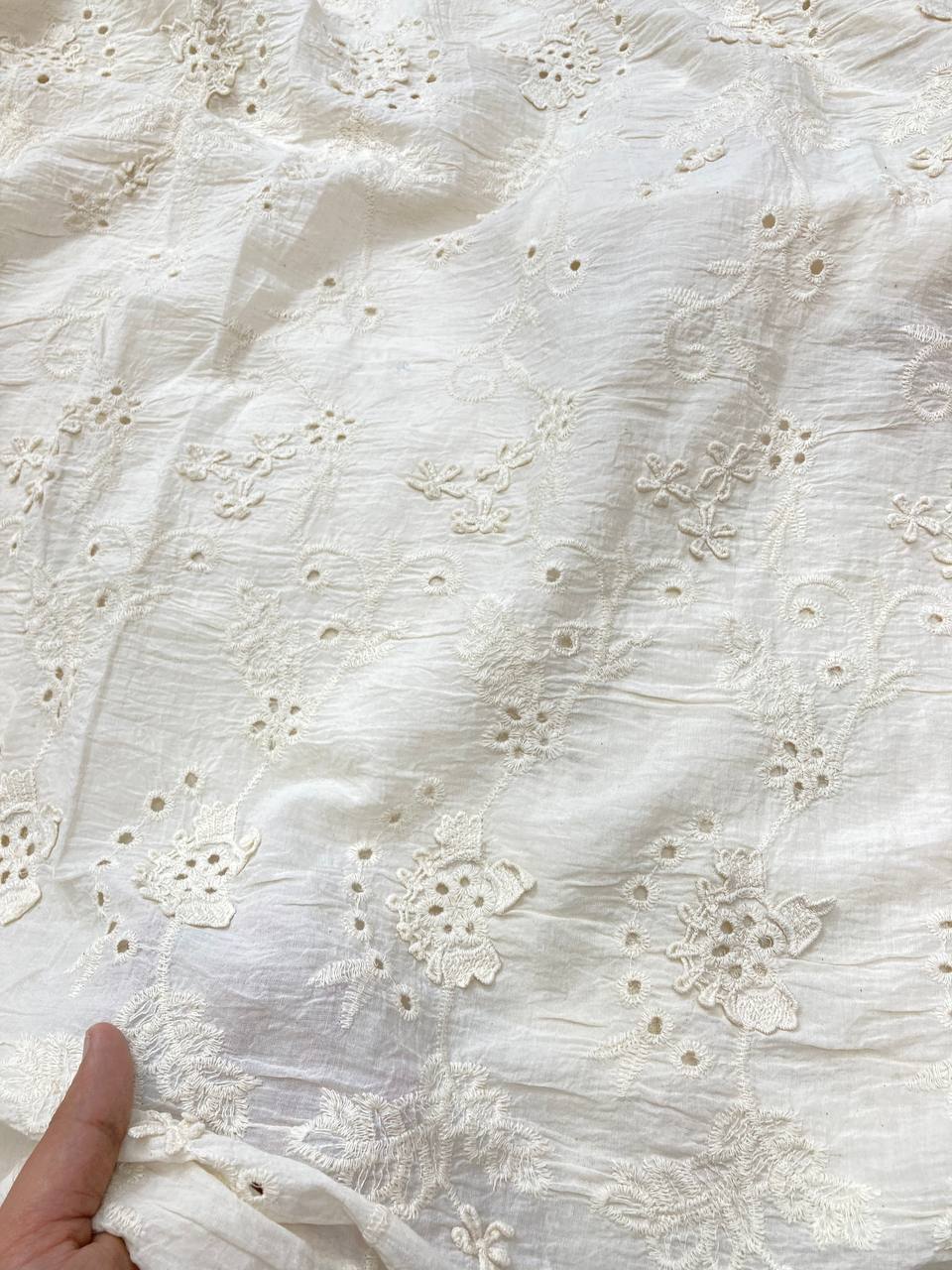 Premium Fine 3D Flower On Pure Cotton (Big WIDTH!!) (Dyeable Also)