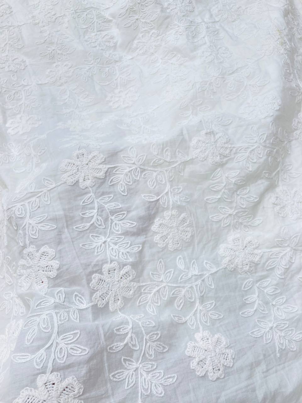 Premium Fine 3D Kashmiri Dori Imported Work With Chikan On Pure Cotton (Big WIDTH!!) (Dyeable Also)