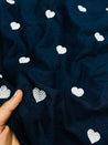 Premium Fine Heart Embroidery On Pure Dobby COTTON FABRIC (Big WIDTH!!)