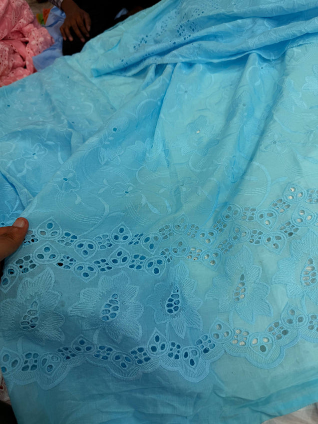 Most Premium Pure Hakuba Chikankari Cotton Fabric (Big WIDTH!!)