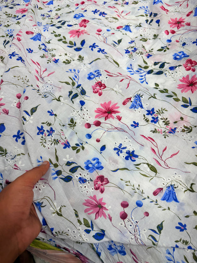Most Premium Pure Hakuba Chikankari Cotton Fabric (Big WIDTH!!)