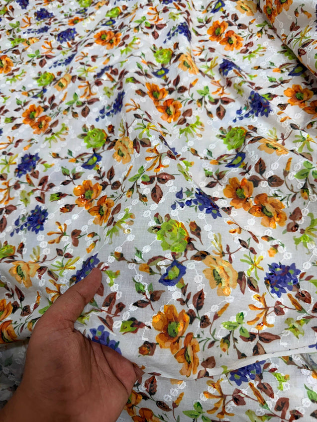 Most Premium Pure Hakuba Chikankari Cotton Fabric (Big WIDTH!!)