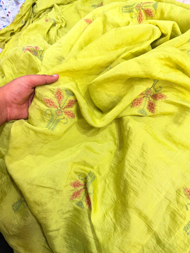 Most Premium Pure Muslin Cotton FABRIC With Fine Embroidery (Big WIDTH!!)