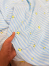 Most Premium Pure Fine Thread Embroidery On Stripes Cotton FABRIC (Big WIDTH!!)