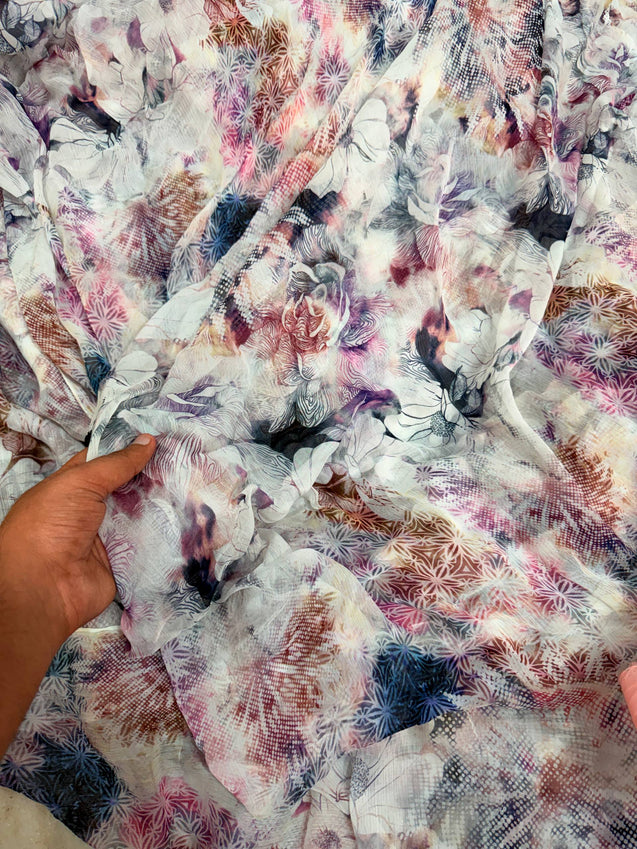 Most Premium Pure Chinon Chiffon PRINTED FABRIC (Big WIDTH!!)