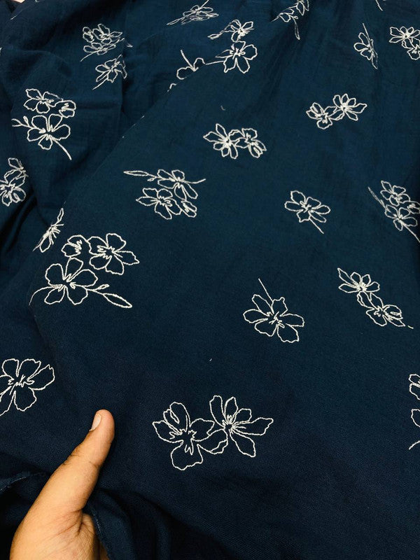 Most Premium Pure Fine Thread Embroidery On Double Cloth Cotton FABRIC (Big WIDTH!!)