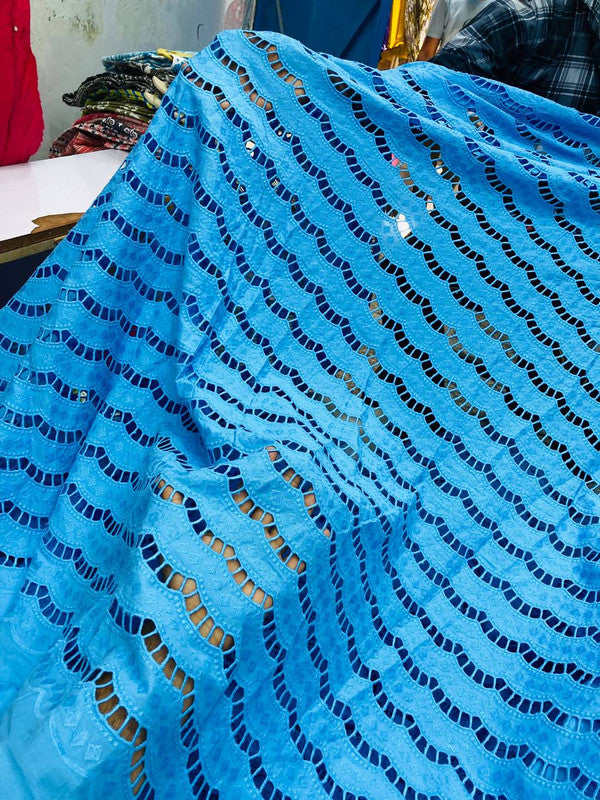 Premium Fine GPO LACEWORK Hakuba Chikan Work On Pure Cotton FABRIC (Big WIDTH!!)