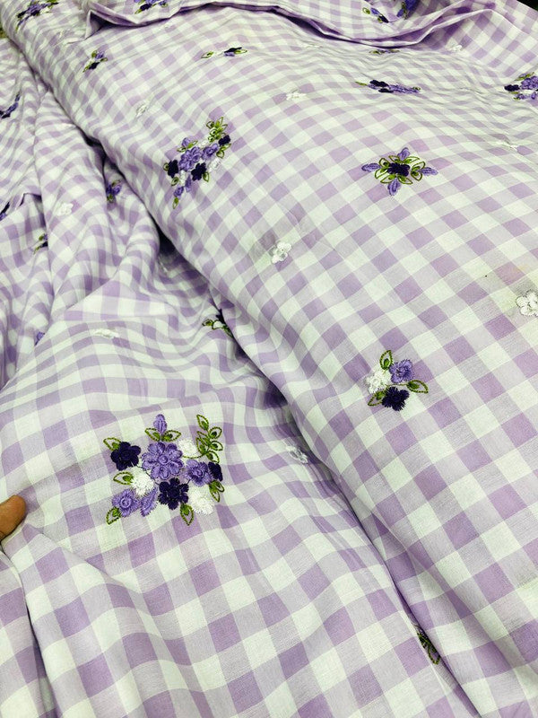 Most Premium Pure Fine Thread Embroidery On PRINTED Cotton FABRIC (Big WIDTH!!)