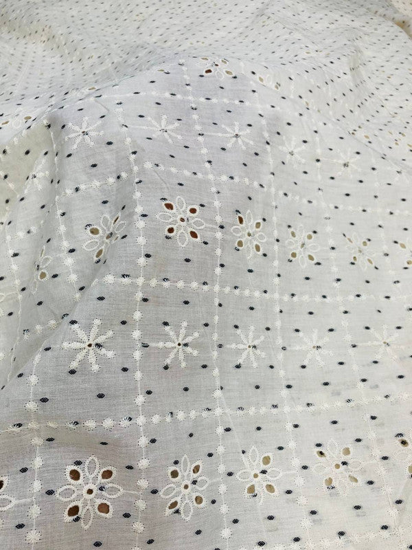 Most Premium Pure Dobby Cotton Hakuba Chikankari Fabric (Big WIDTH!!)