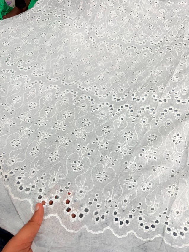 Most Premium Pure Hakuba Chikankari Cotton Fabric (Big WIDTH!!)