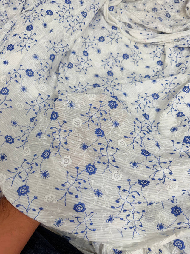 Most Premium Pure Hakuba Chikankari Cotton Fabric (Big WIDTH!!)