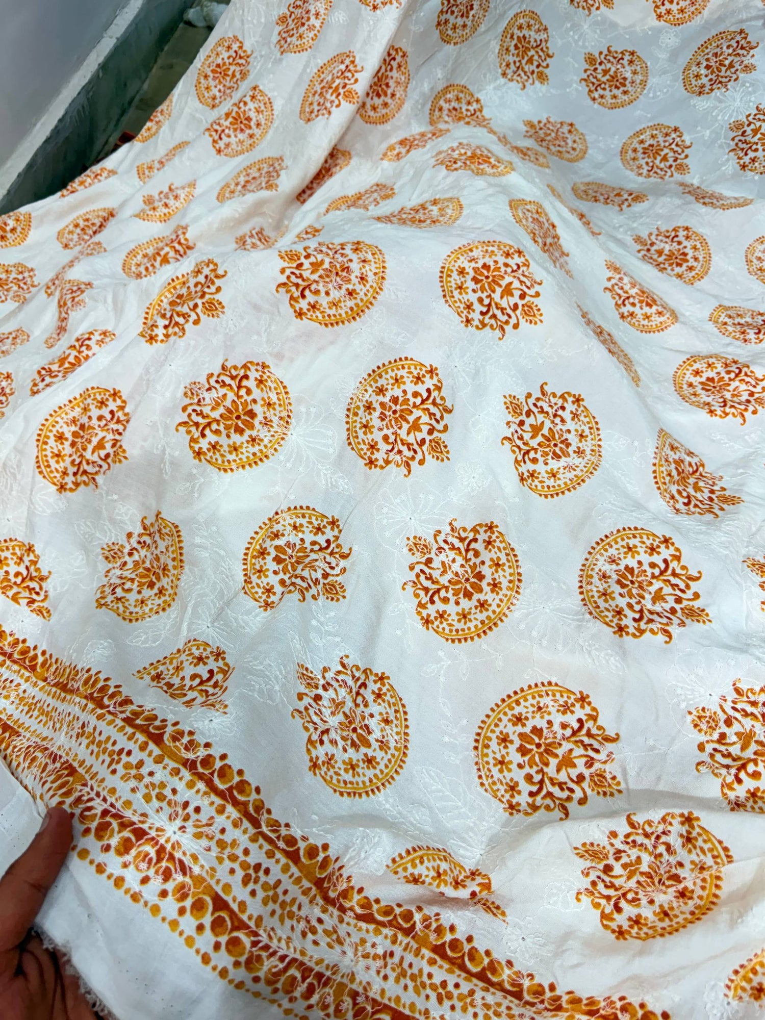 Most Premium Pure Hakuba Chikankari Cotton Fabric (Big WIDTH!!)