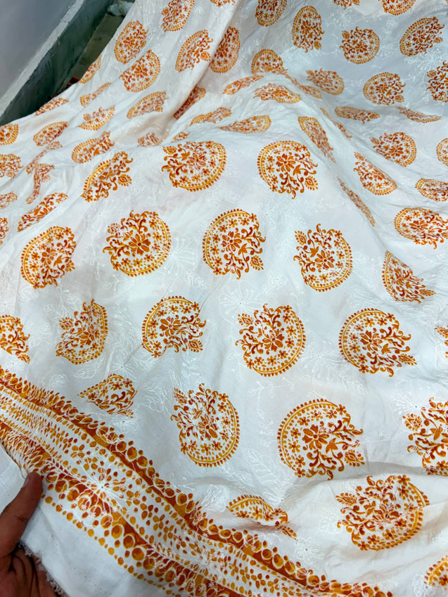 Most Premium Pure Hakuba Chikankari Cotton Fabric (Big WIDTH!!)