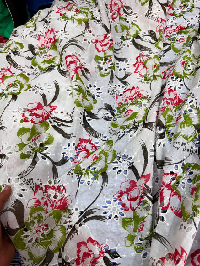 Most Premium Pure Hakuba Chikankari Cotton Fabric (Big WIDTH!!)