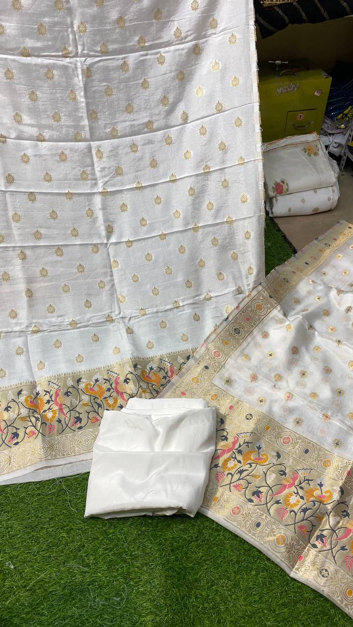 Premium Quality Dola Silk Suits With Dupatta & SALWAR (DYEABLE)