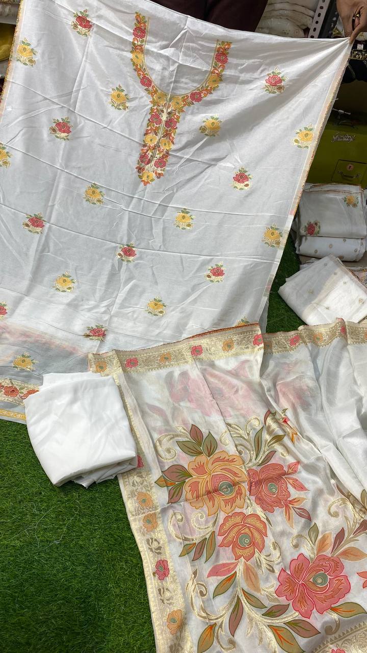 Premium Quality Dola Silk Suits With Dupatta & SALWAR (DYEABLE)