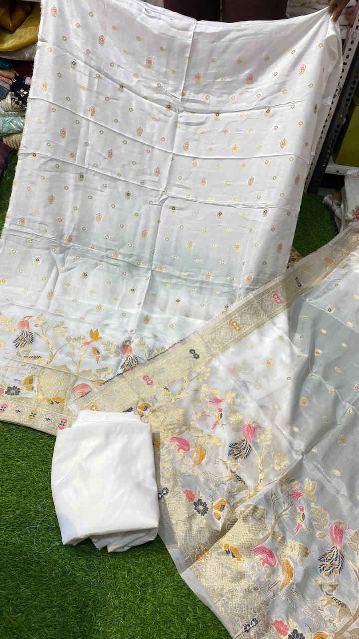 Premium Quality Dola Silk Suits With Dupatta & SALWAR (DYEABLE)