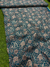 ( Kalamkari ) Most Premium Quality Of Pure Giza & Egyptian Cotton Fabric - With Digital Print ( Teal Green)