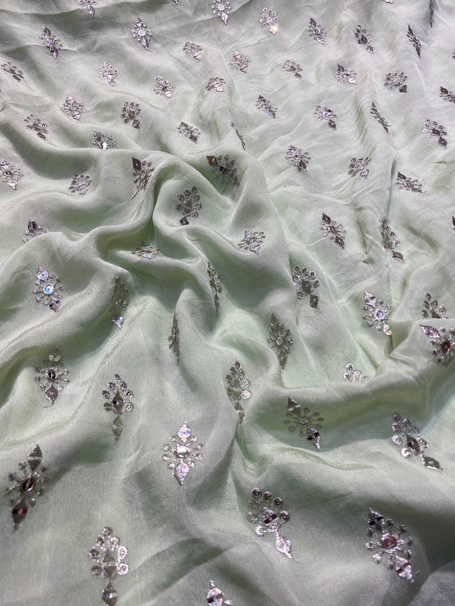 Most Premium Quality Of Pure Chinon Chiffon Fabric - Sequin Work