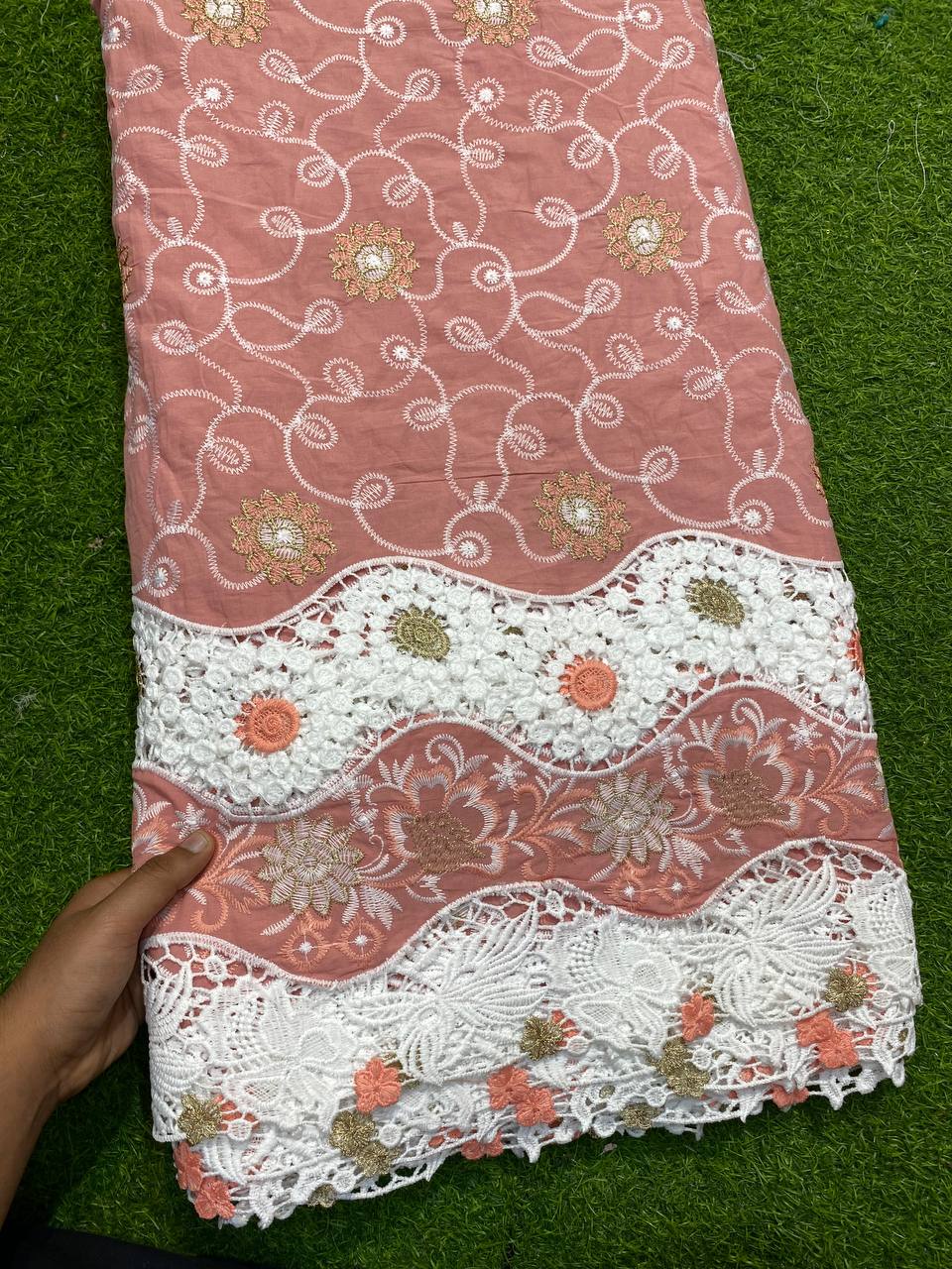 Most Premium Imported Collection Of Applique Embroidery (Pyazi Pink)