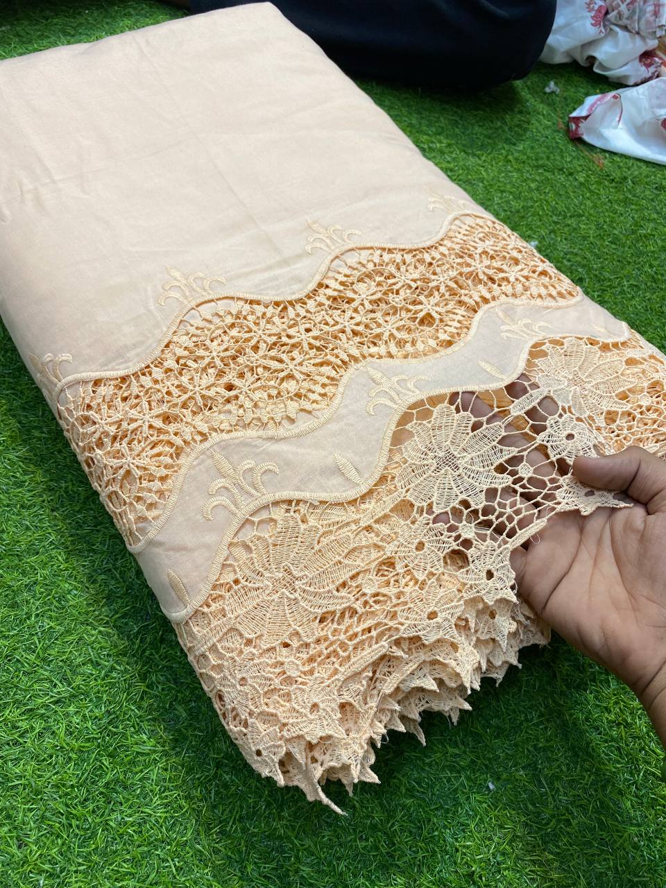 Most Premium Collection Of Cotton Fabric - Applique Fabric (Peach)