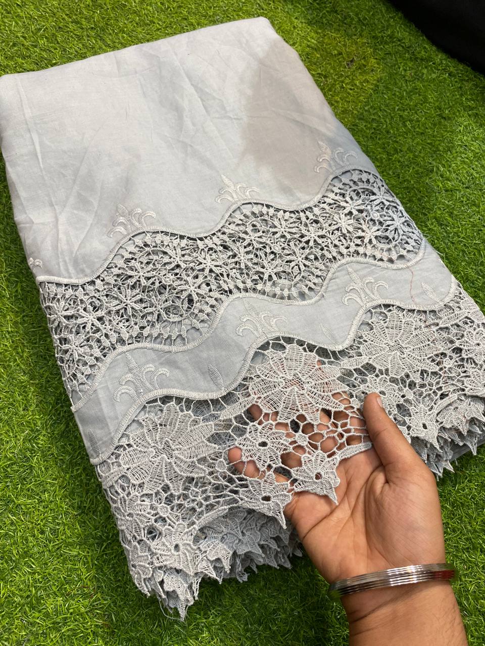 Most Premium Collection Of Cotton Fabric - Applique Fabric (Grey)