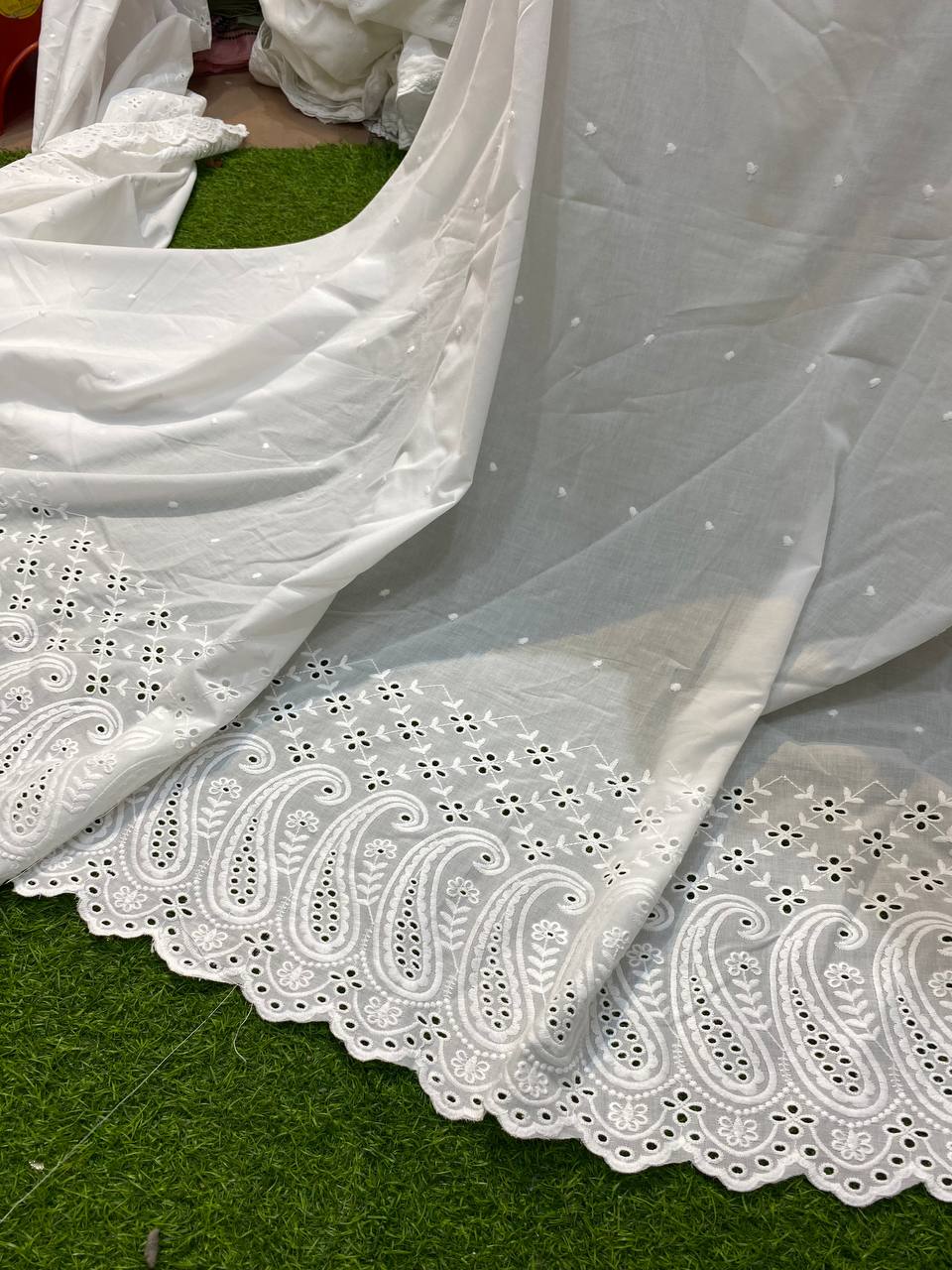 Most Premium Quality Of Chikankari Work With Hakoba Border