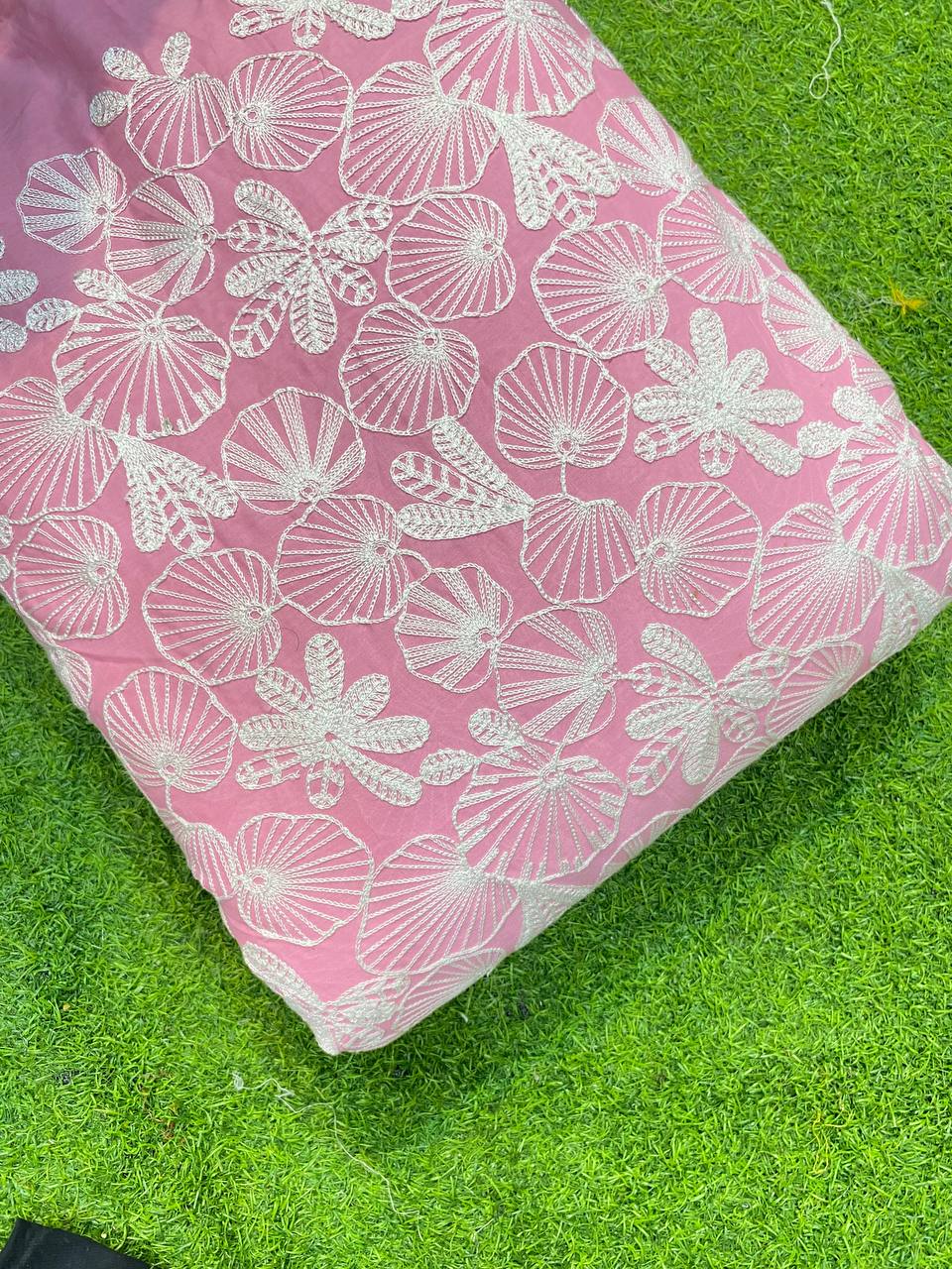 Most Premium Kashmiri Work On Pure Cotton Fabric (Pink)