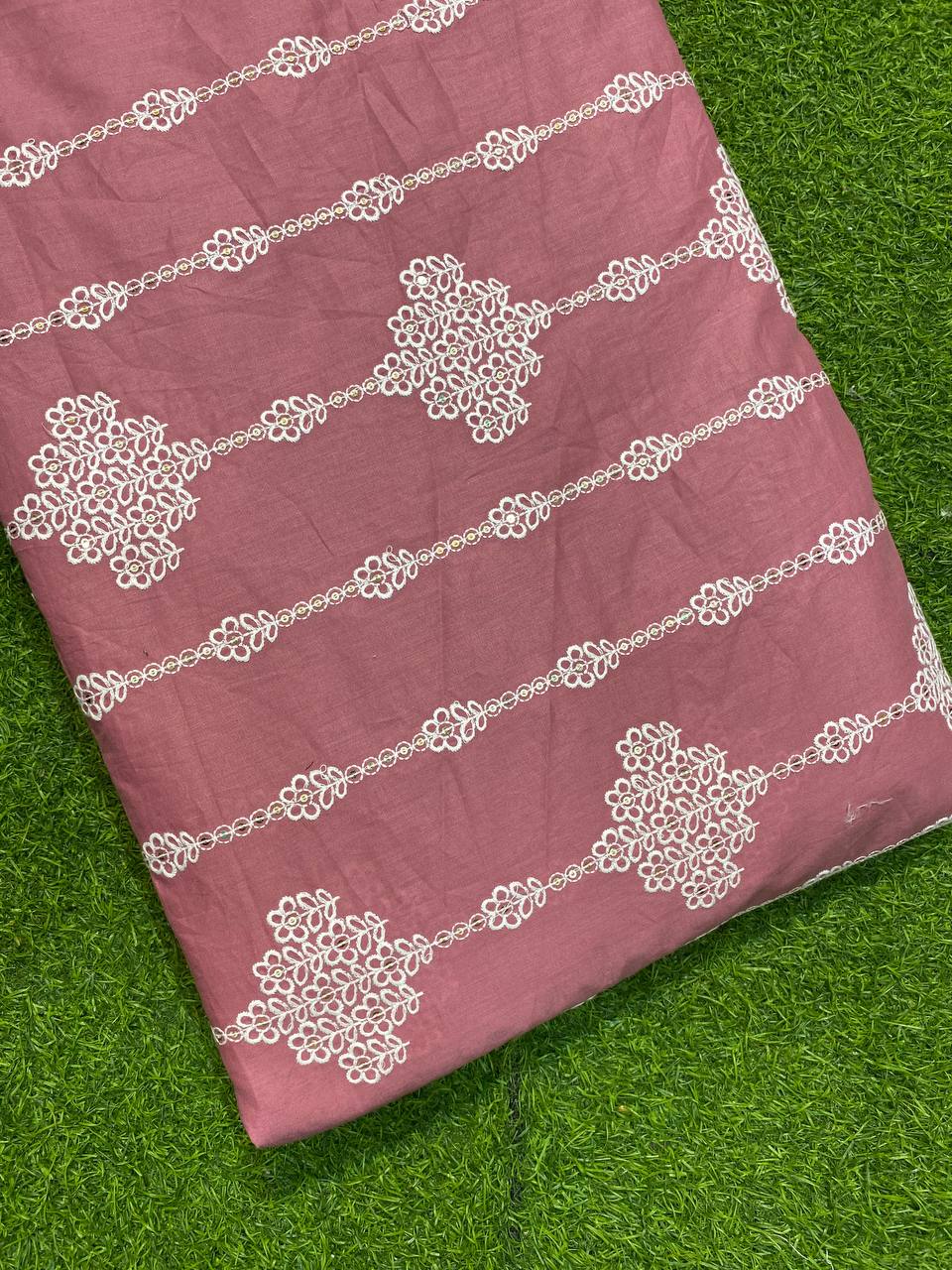 Most Premium Pure Cotton Fabrics - Lakhnavi Embroidery (Pyazi)