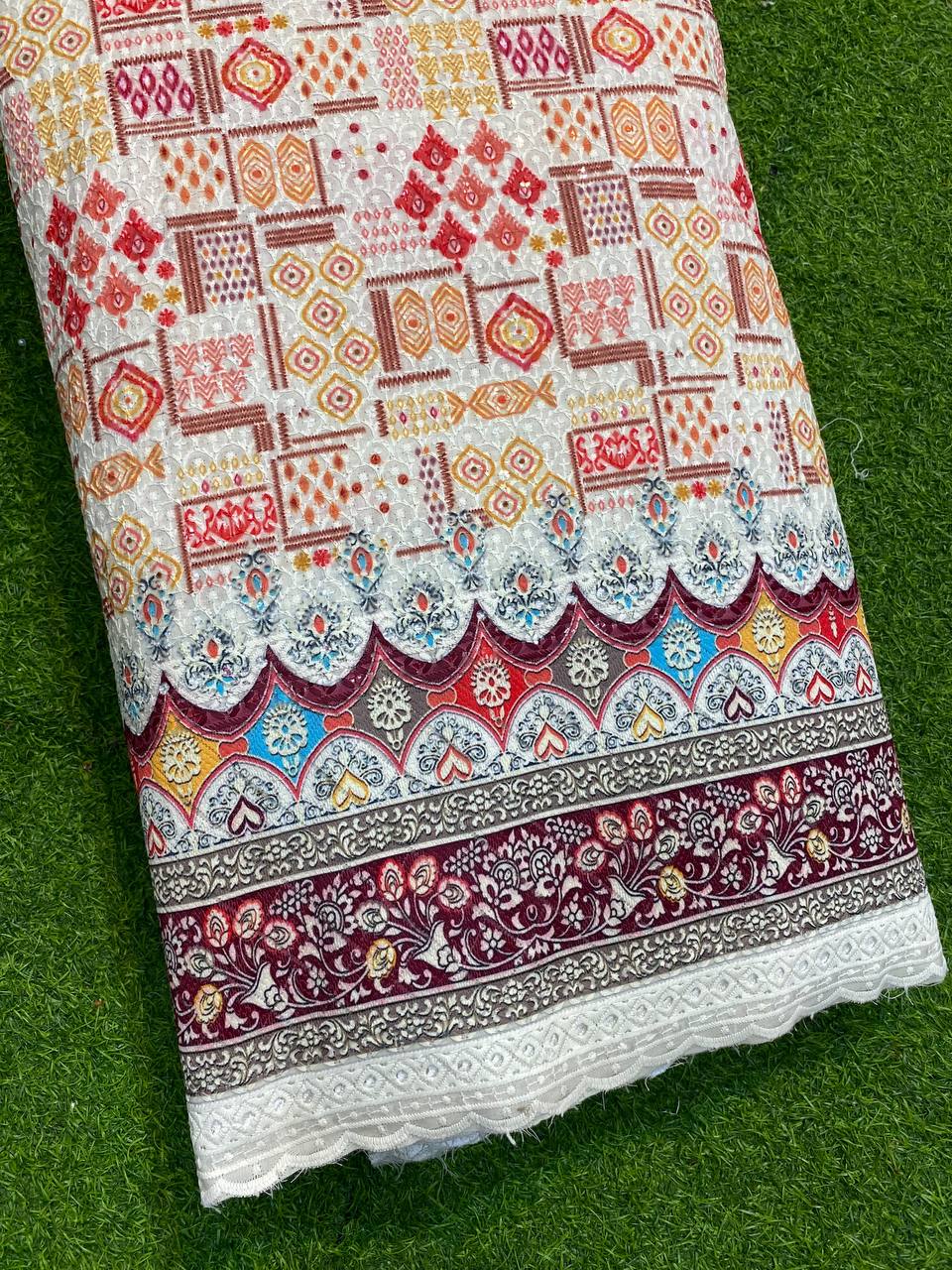 Most Premium Cotton Fabric- With Chikankari Lucknowi Printed