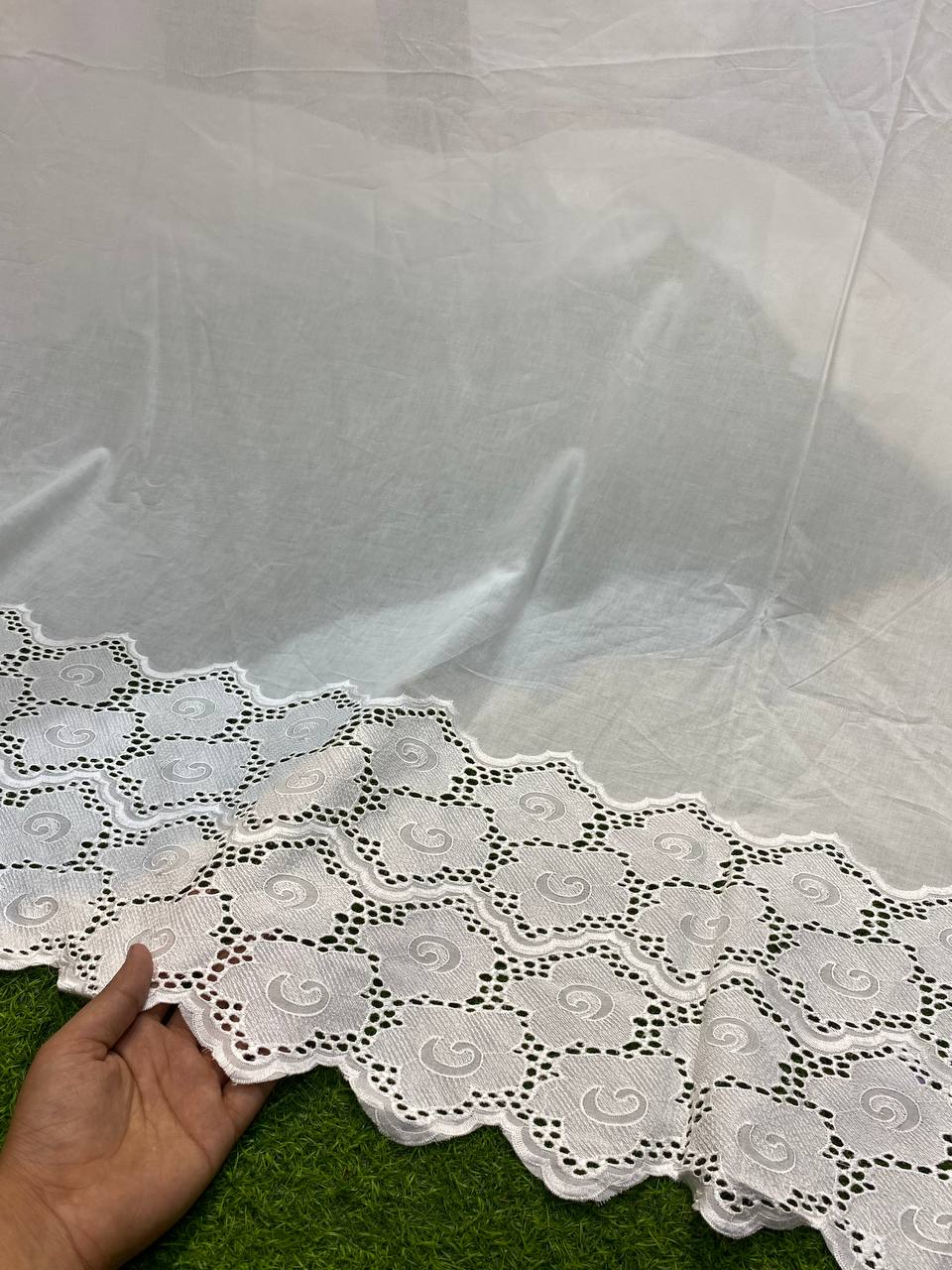 Most Premium Cotton Fabric - Hakuba Chikankari Resham Thread Border