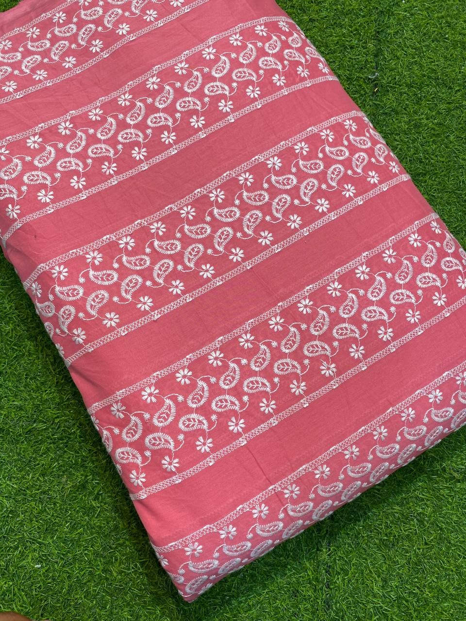 (On SALE) Most Premium Collection - Lucknowi Embroidery On Cotton Fabric