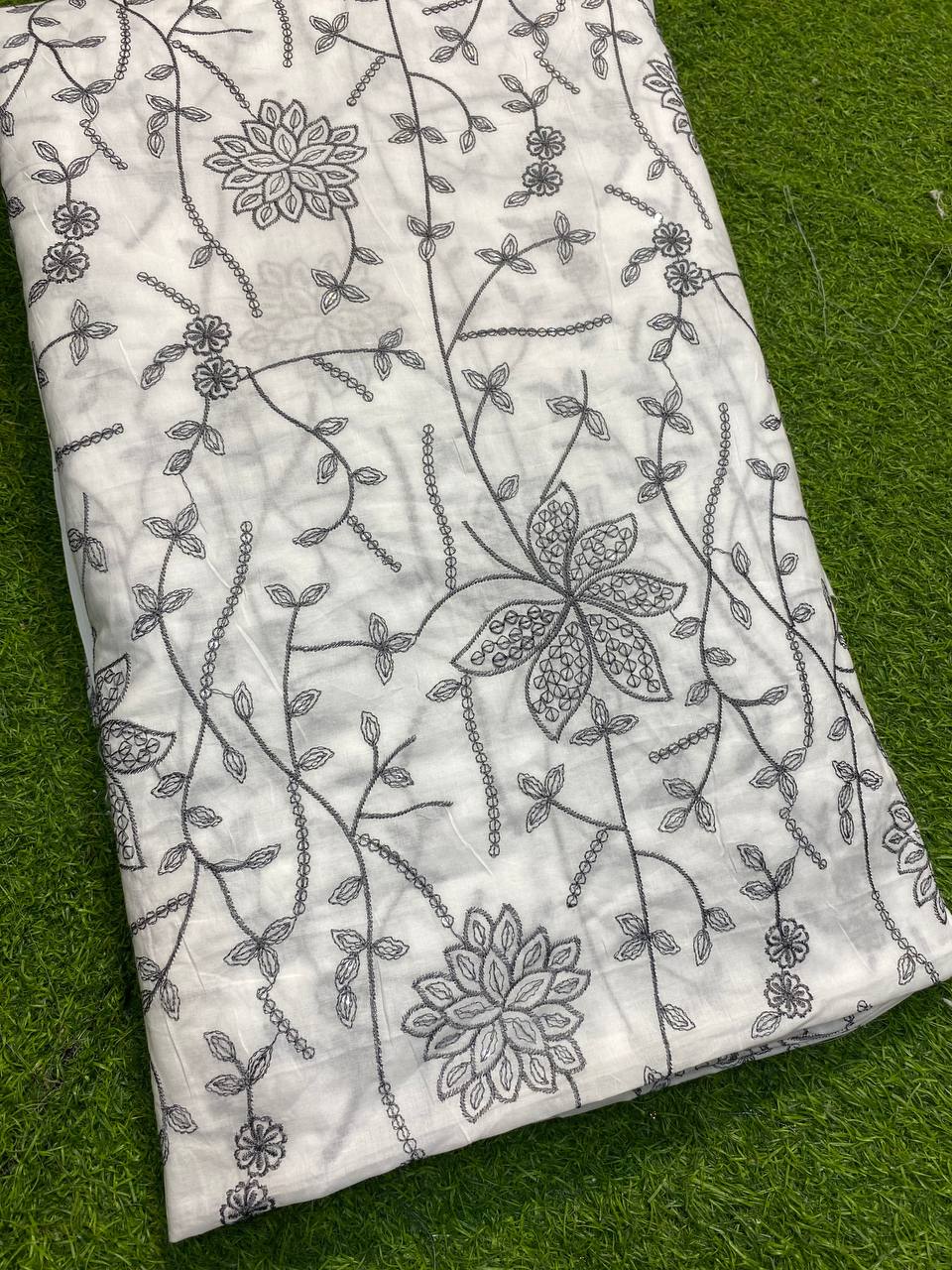 Most Premium Cotton Fabric - With Fine Thread Work