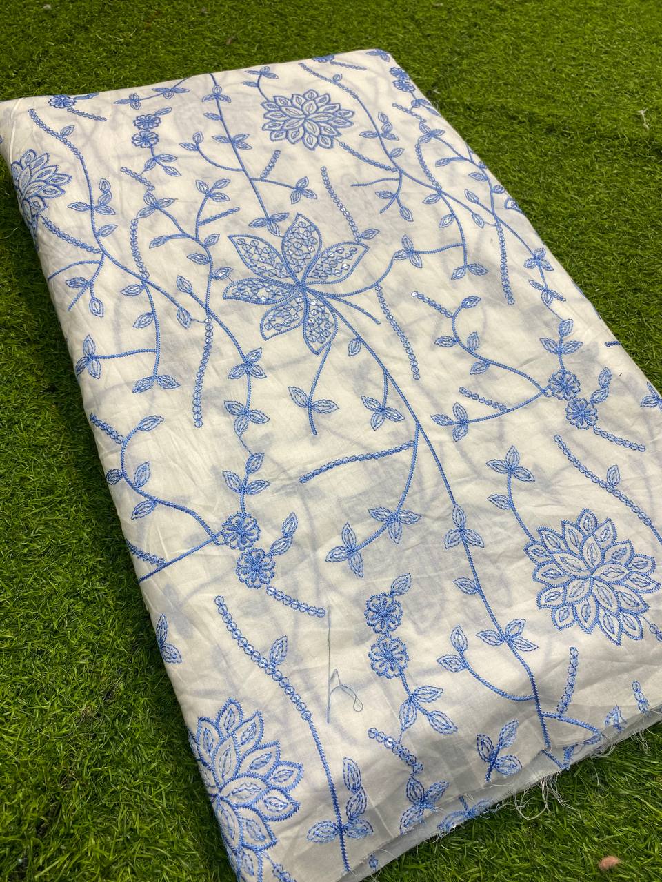 Most Premium Cotton Fabric - With Fine Thread Work