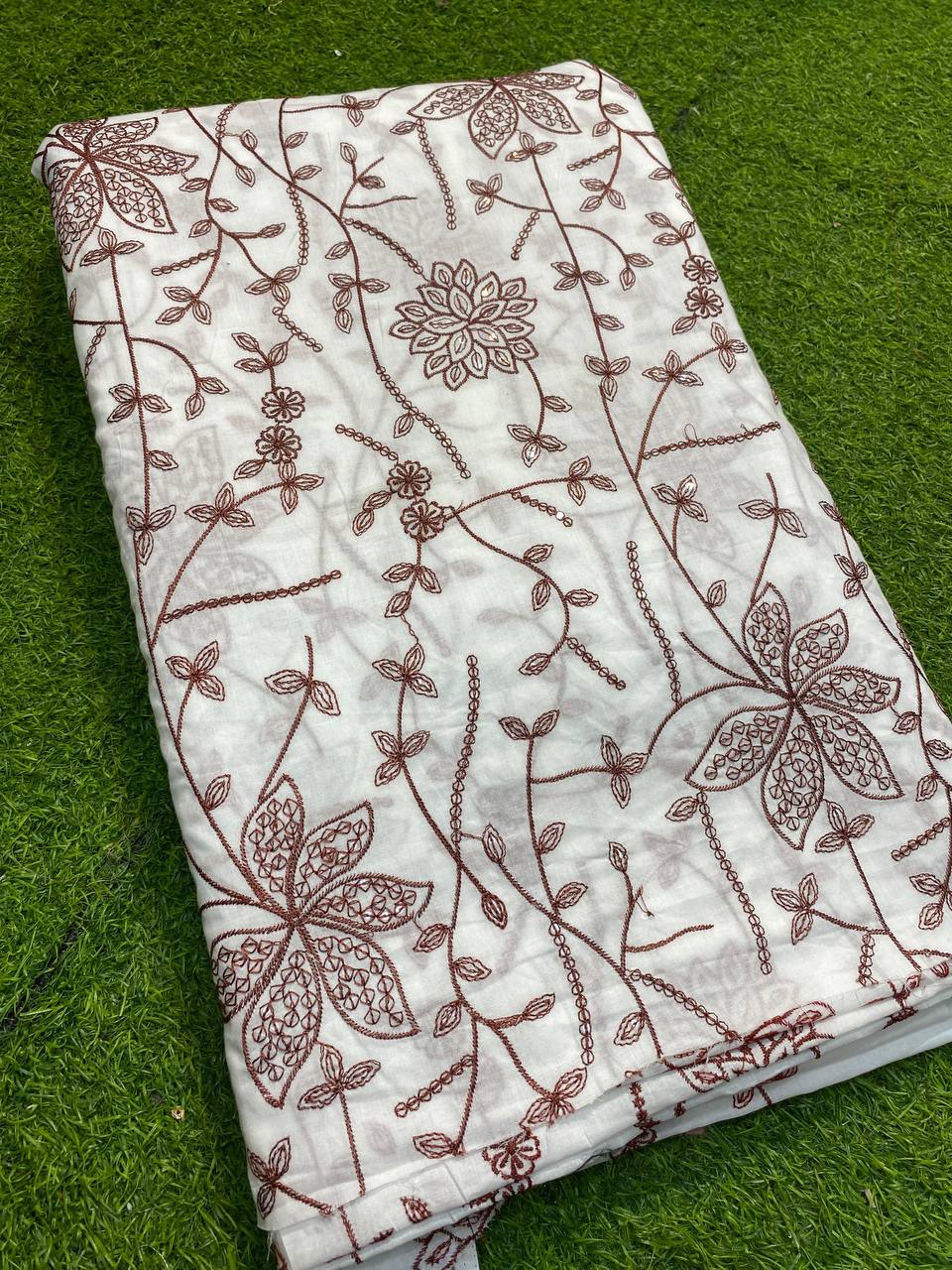 Most Premium Cotton Fabric - With Fine Thread Work