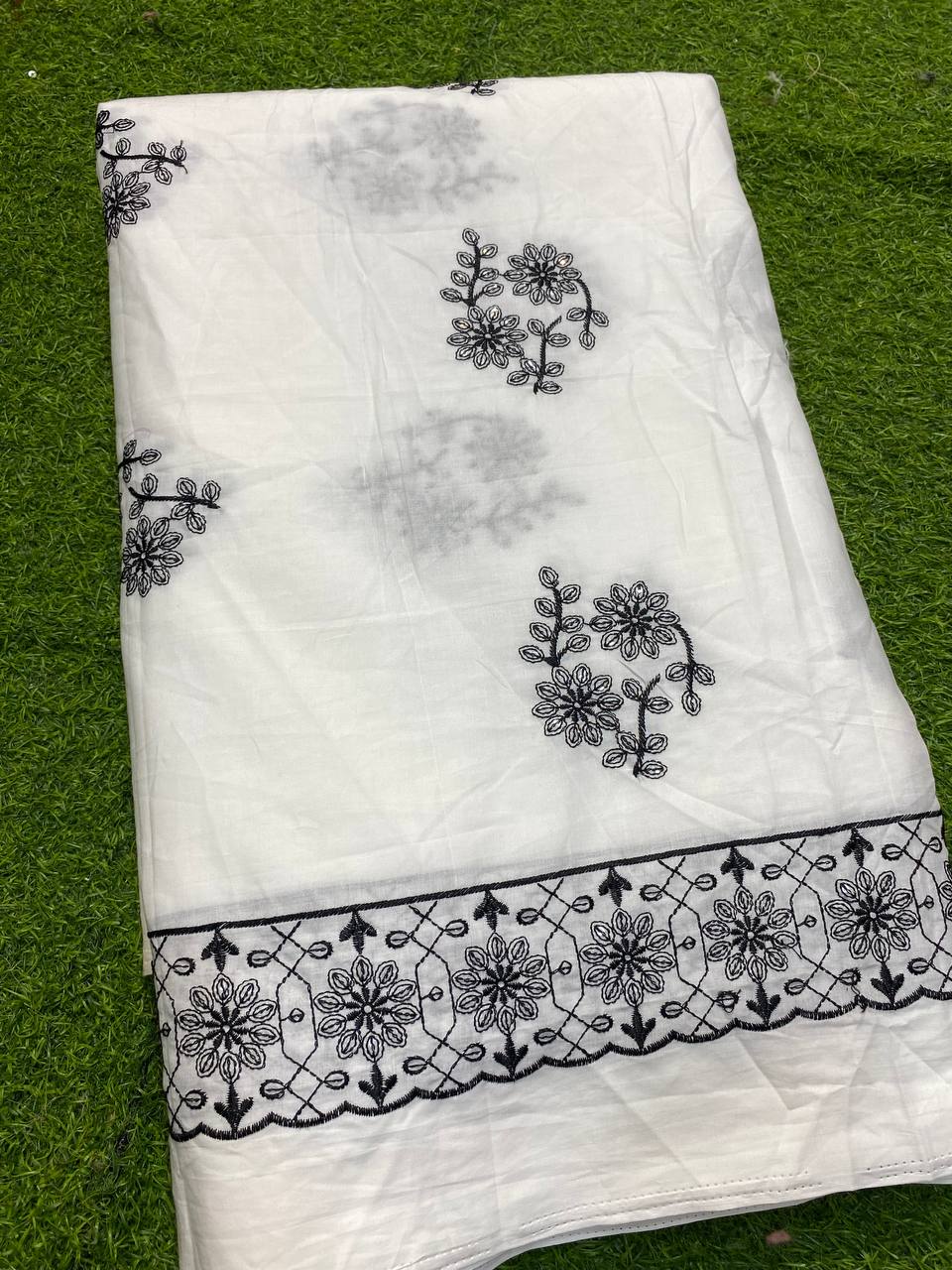 Most Premium Cotton Fabric - With Fine Thread Work