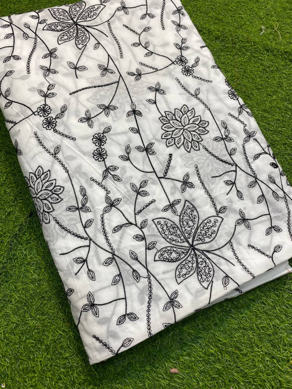 Most Premium Cotton Fabric - With Fine Thread Work