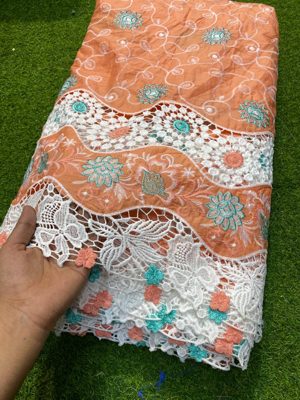 Most Premium Imported Collection Applique Embroidery  (Orangish Peach)