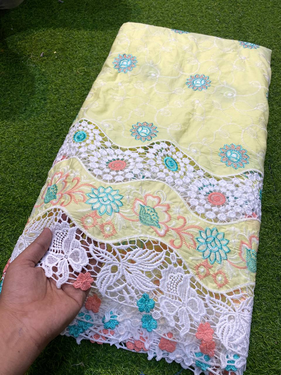 Most Premium Imported Collection Applique Embroidery  (Yellow)