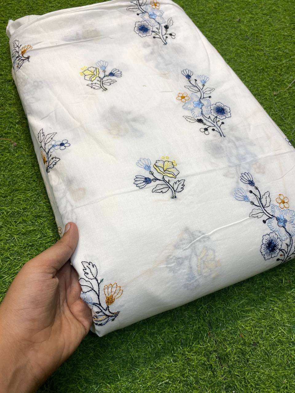 Most Premium Cotton Fabric- With Fine Thread Work