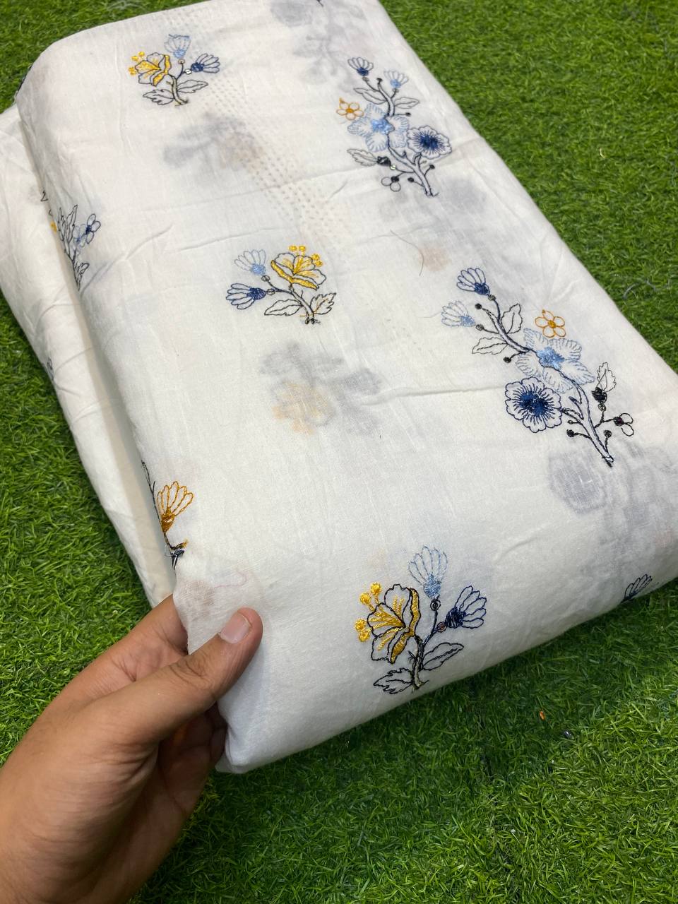 Most Premium Cotton Fabric- With Fine Thread Work