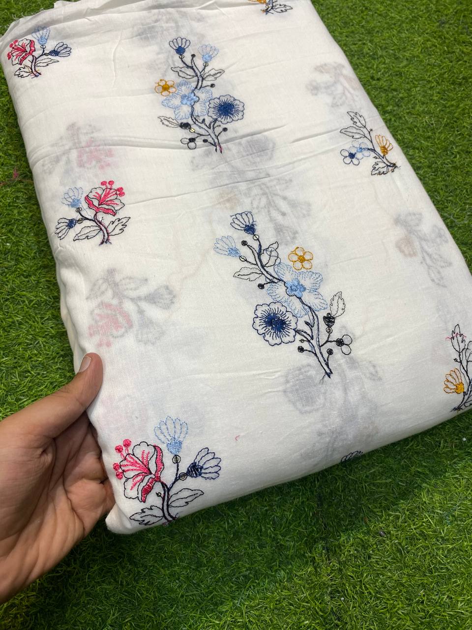 Most Premium Cotton Fabric- With Fine Thread Work