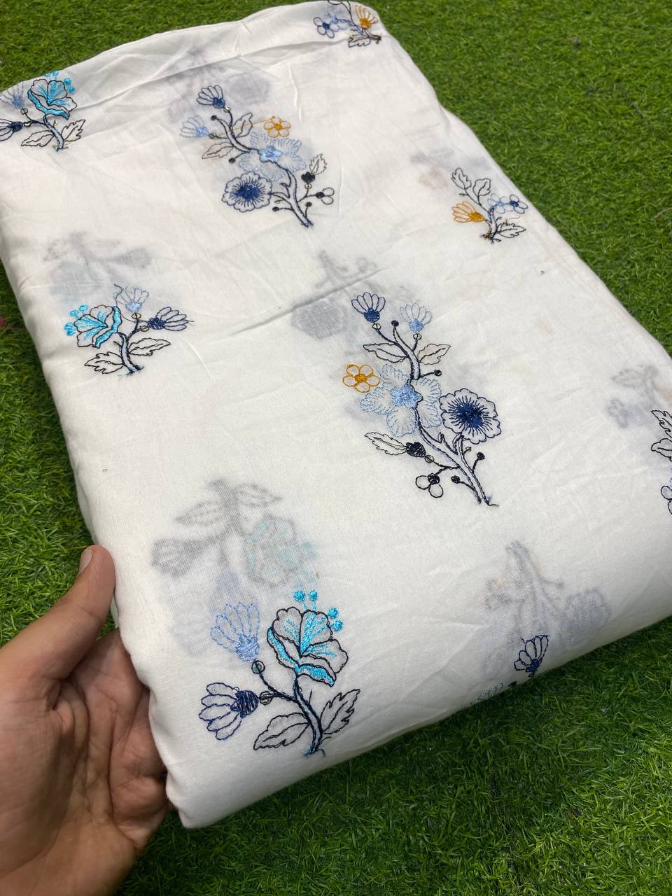 Most Premium Cotton Fabric- With Fine Thread Work