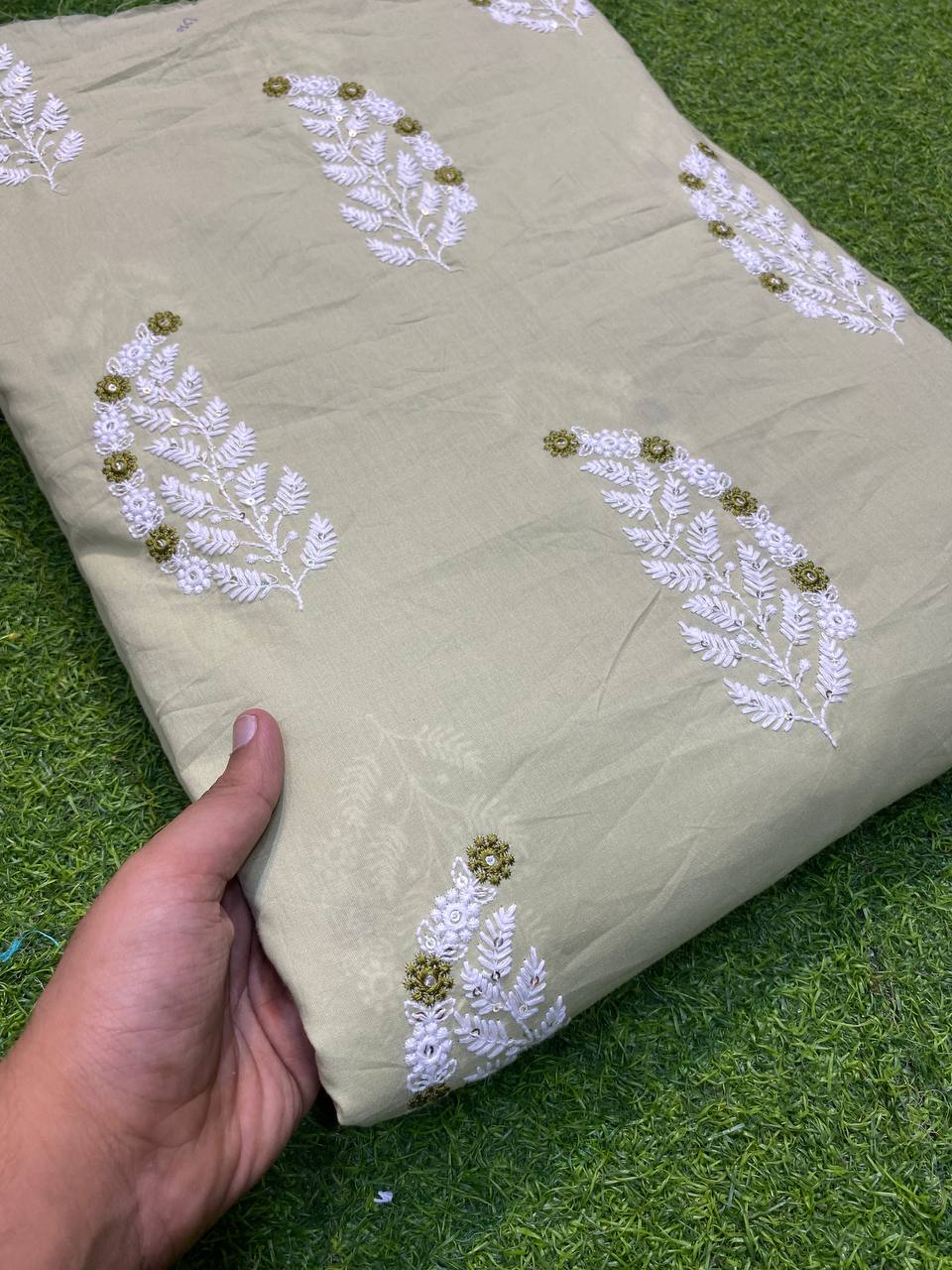 Most Premium Cotton Fabric- With Fine Thread Work