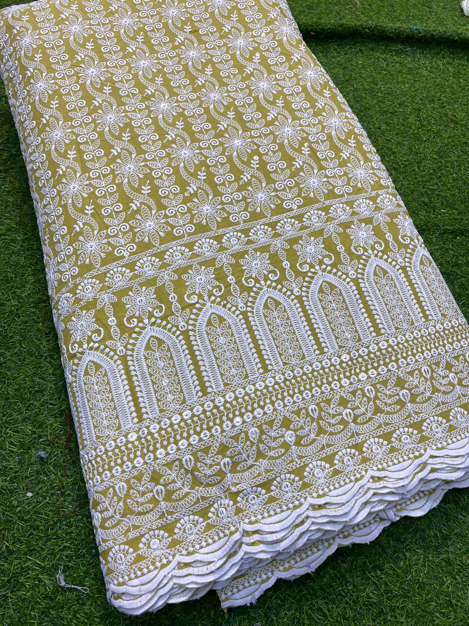 Most Premium Lakhnawi Chikankari On Pure Cotton 80*80 Fabric